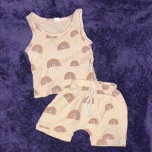 Rainbow Print Tank Top & Shorts Set